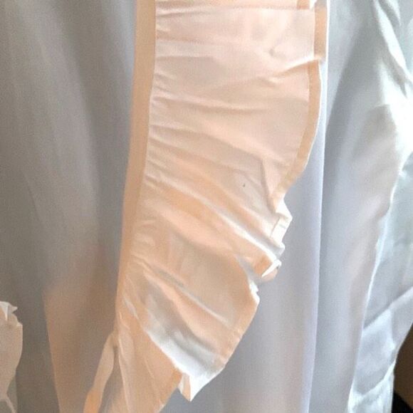 Haute Home Small White Spa Robe - Ruffle Trim & Belt - Luxury Cotton - Picture 7 of 8